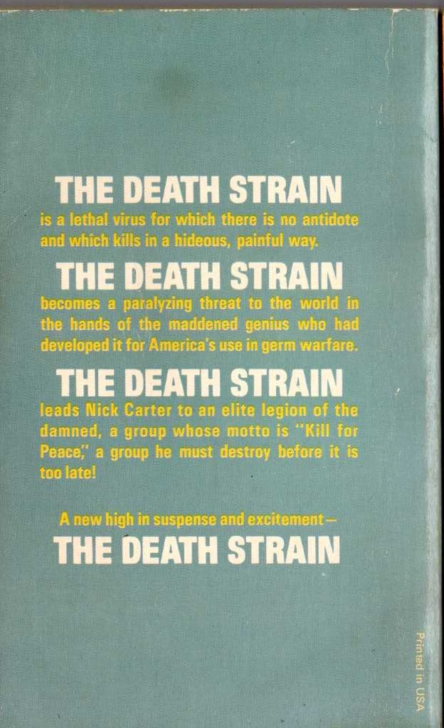 Nick Carter  THE DEATH STRAIN magnified rear book cover image