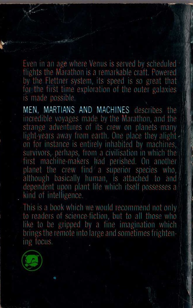 Eric Frank Russell  MEN, MARTIANS AND MACHINES magnified rear book cover image