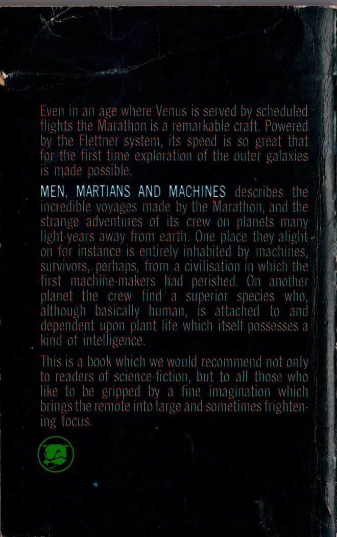 Eric Frank Russell  MEN, MARTIANS AND MACHINES magnified rear book cover image