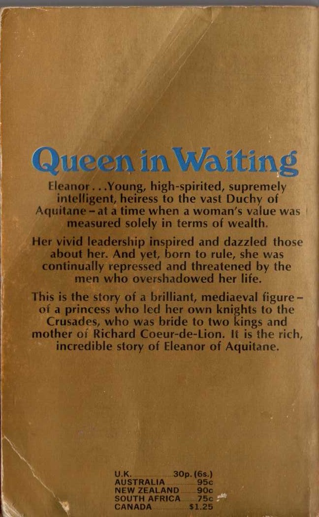 Norah Lofts  QUEEN IN WAITING magnified rear book cover image