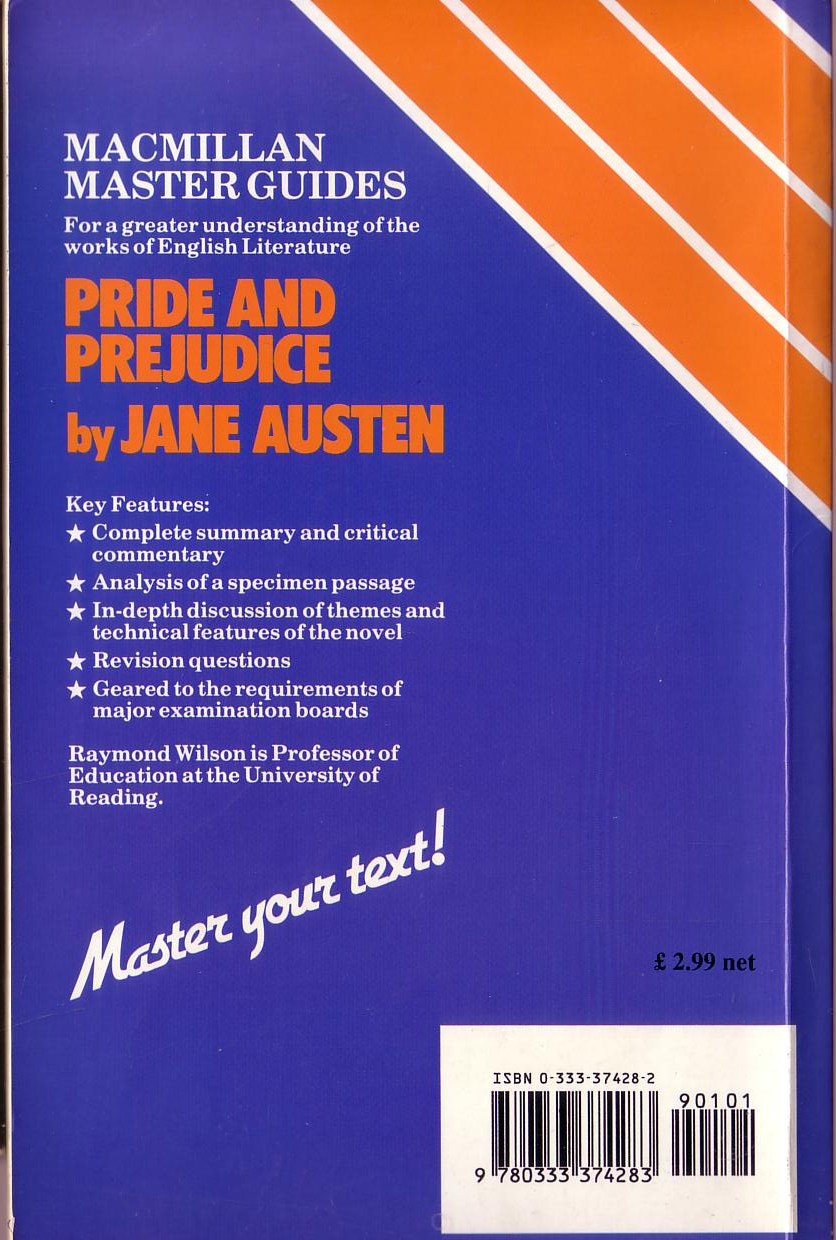 (Raymond Wilson) PRIDE AND PREJUDICE (by Jane Austen) magnified rear book cover image