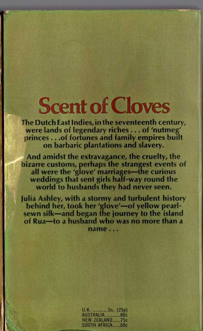 Norah Lofts  SCENT OF CLOVES magnified rear book cover image