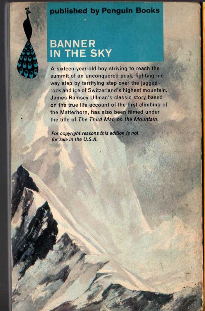 James Ramsey Ullman  BANNER IN THE SKY magnified rear book cover image