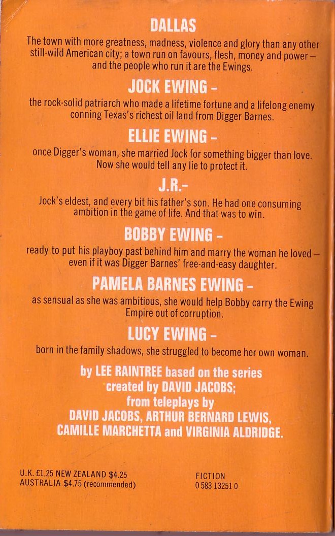 Lee Raintree  DALLAS magnified rear book cover image