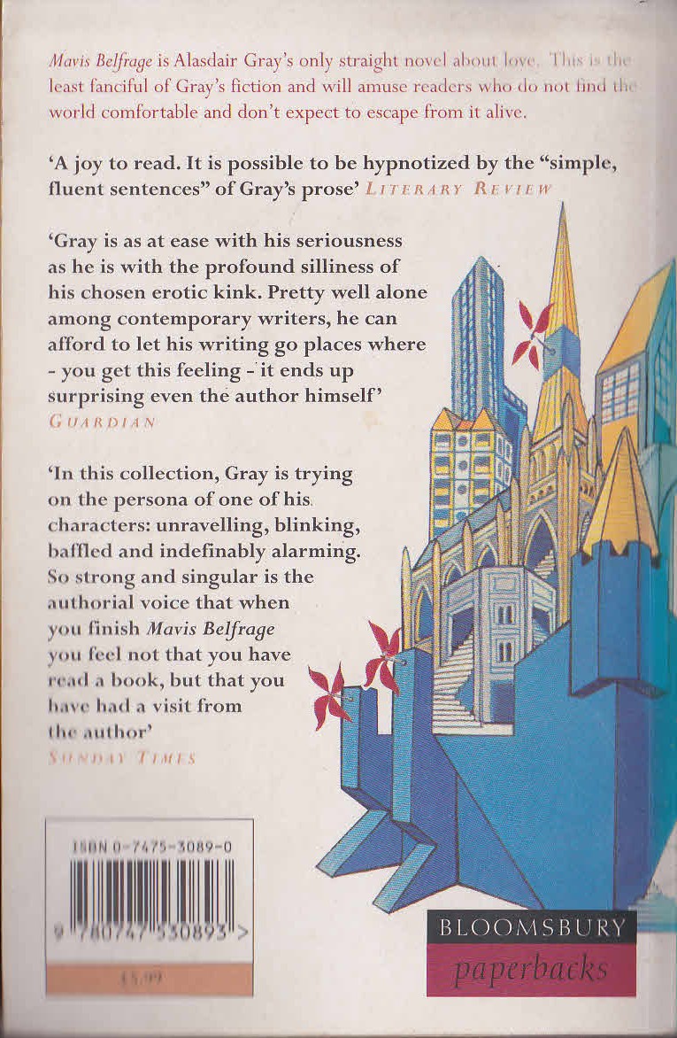 Alasdair Gray  MAVIS BELFRAGE magnified rear book cover image