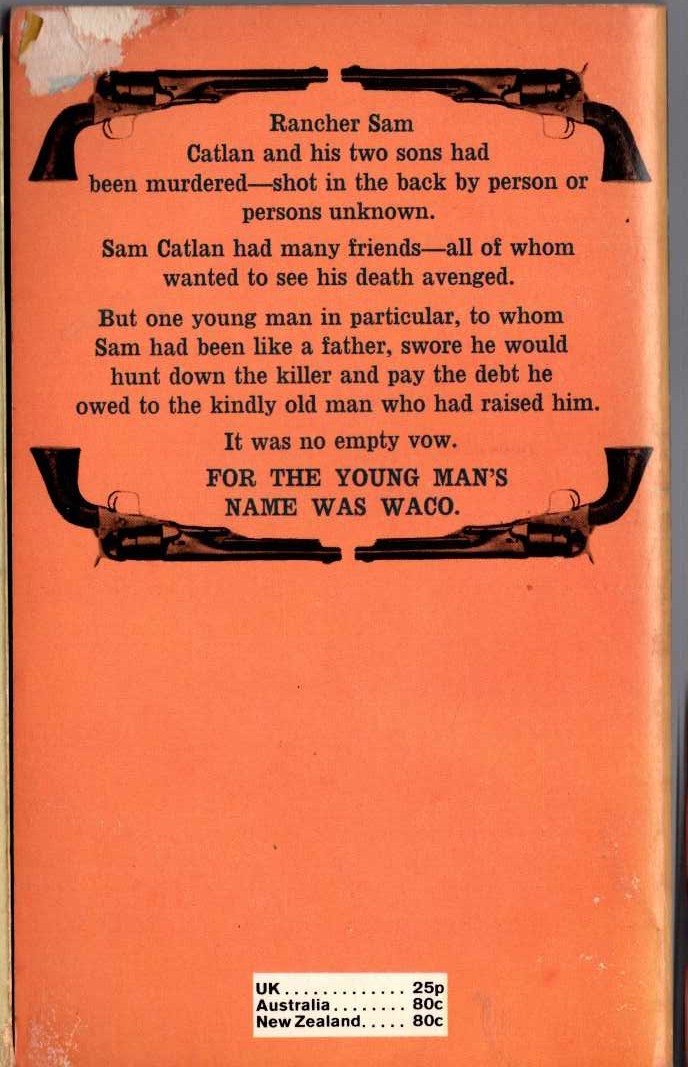 J.T. Edson  WACO'S DEBT magnified rear book cover image