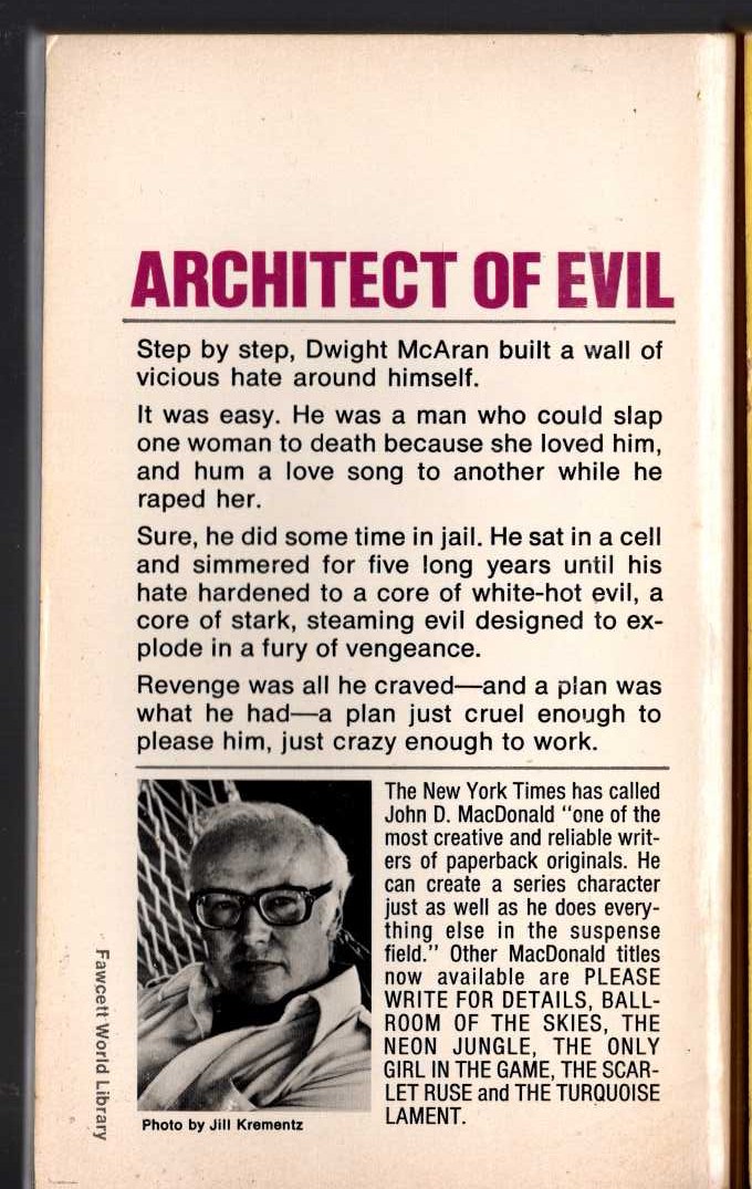 John D. MacDonald  ONE MONDAY WE KILLED THEM ALL magnified rear book cover image
