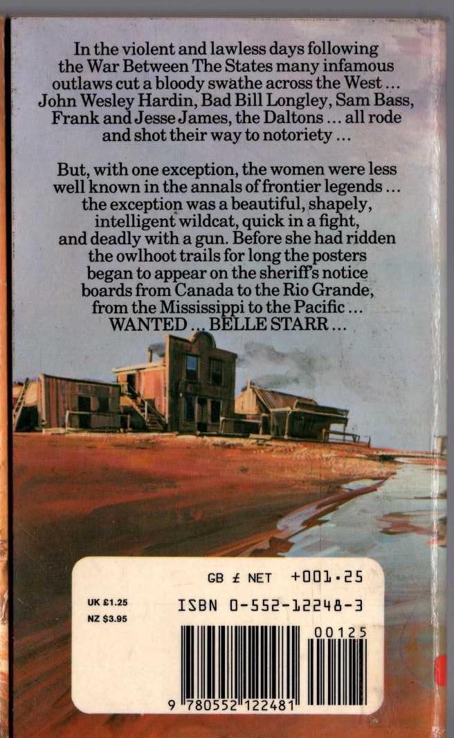 J.T. Edson  WANTED! BELLE STARR magnified rear book cover image