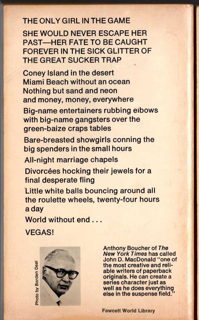 John D. MacDonald  THE ONLY GIRL IN THE GAME magnified rear book cover image