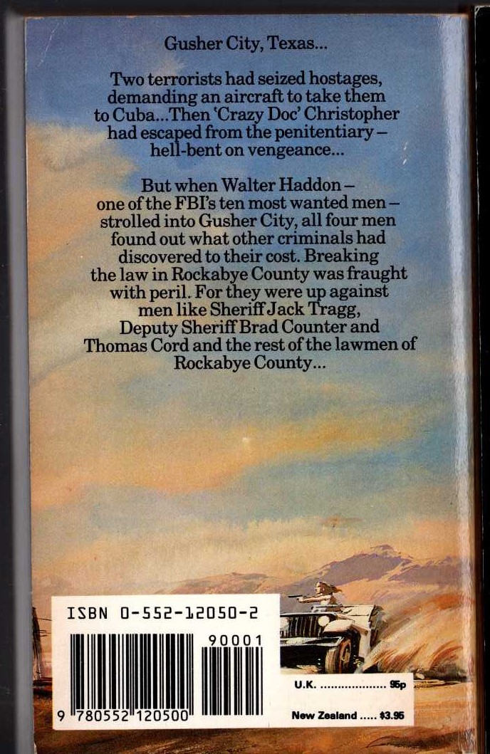 J.T. Edson  THE LAWMEN OF ROCKABYE COUNTY magnified rear book cover image