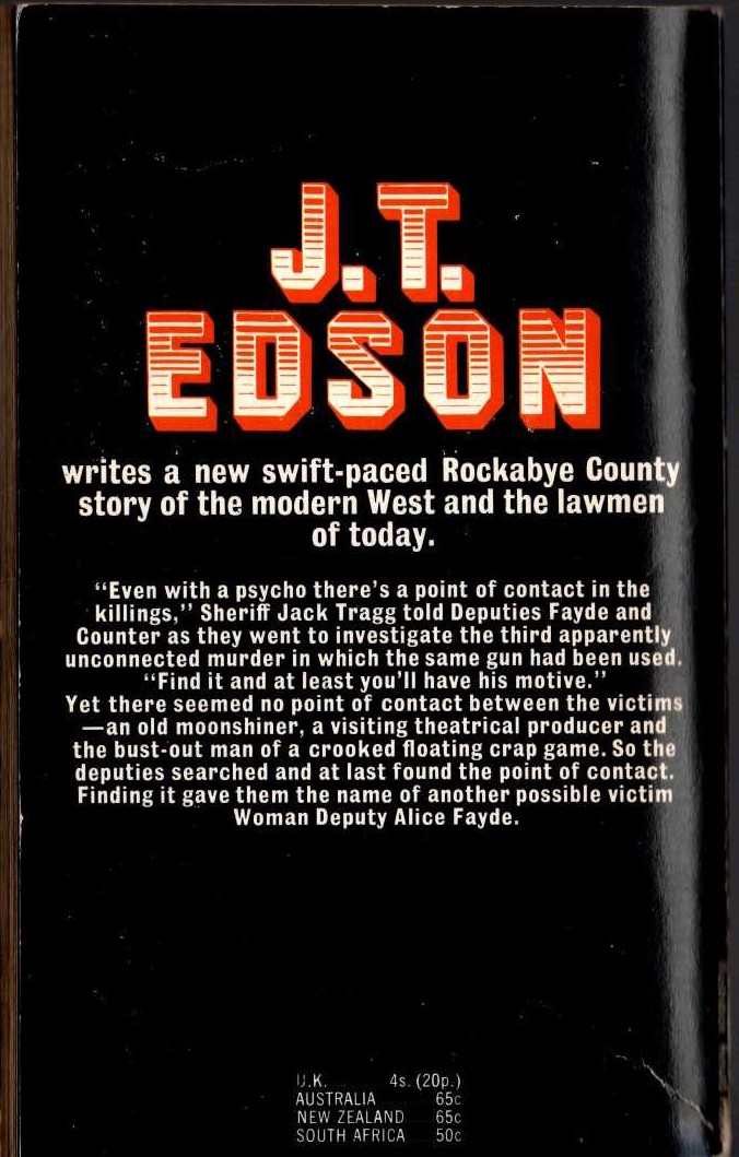 J.T. Edson  POINT OF CONTACT magnified rear book cover image