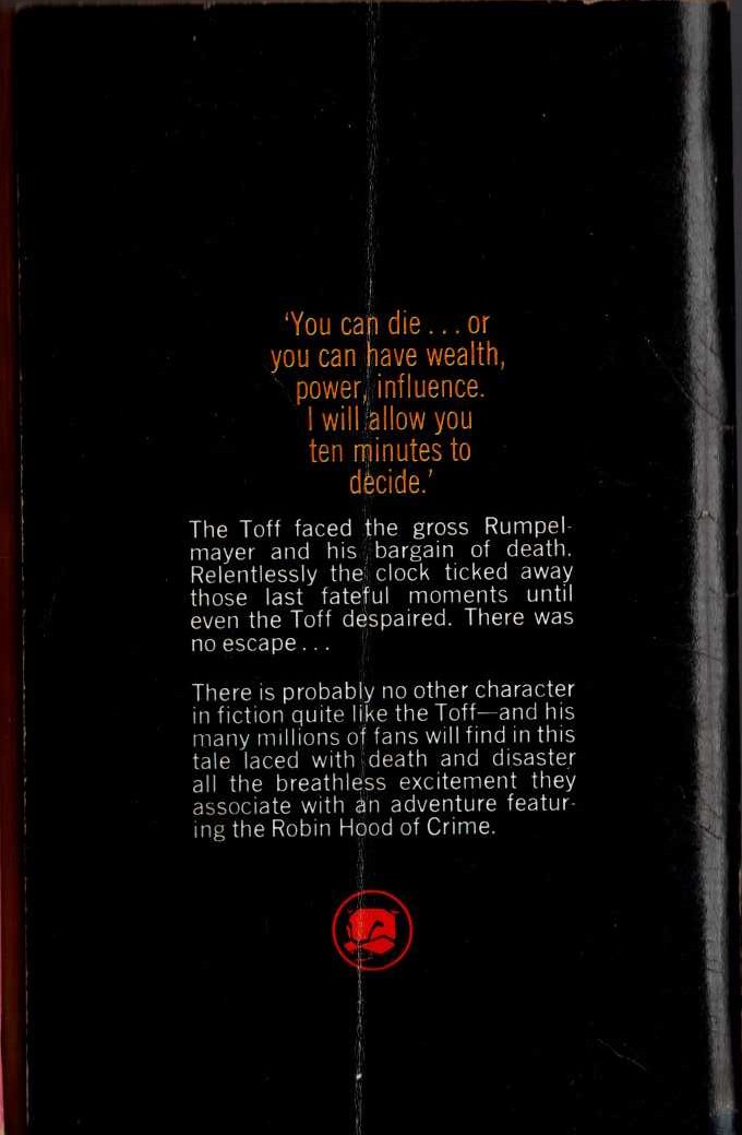John Creasey  A KNIFE FOR THE TOFF magnified rear book cover image