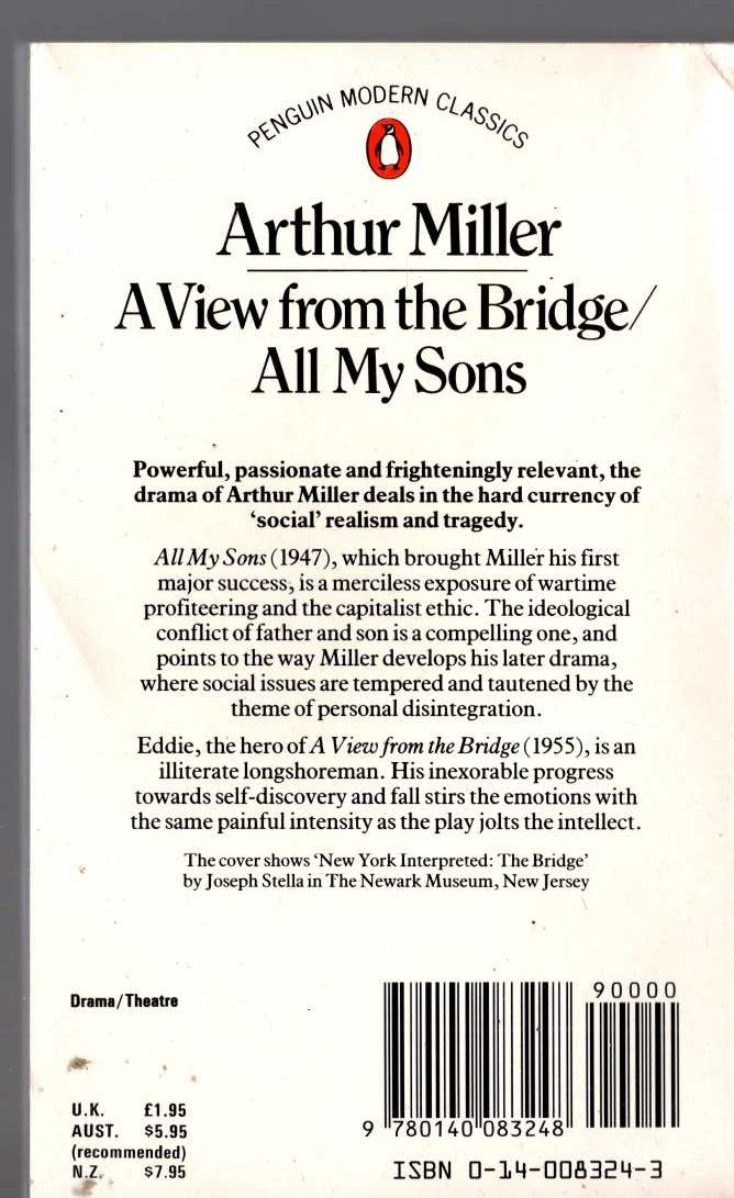 Arthur Miller  A VIEW FROM THE BRIDGE/ ALL MY SONS magnified rear book cover image
