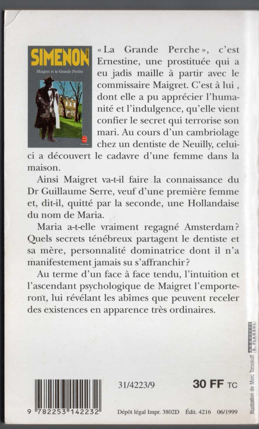 Georges Simenon  MAIGRET ET LA GRANDE PERCHE magnified rear book cover image