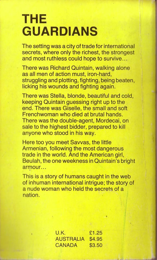 W.Howard Baker  THE GUARDIANS magnified rear book cover image