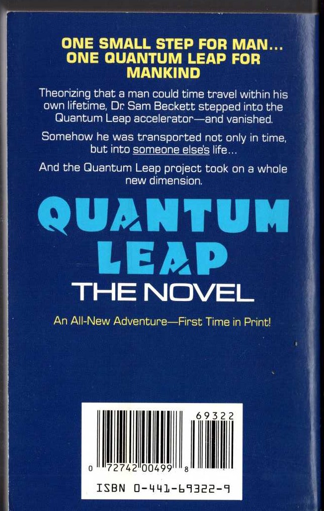 Ashley McConnell  QUANTUM LEAP: THE NOVEL magnified rear book cover image