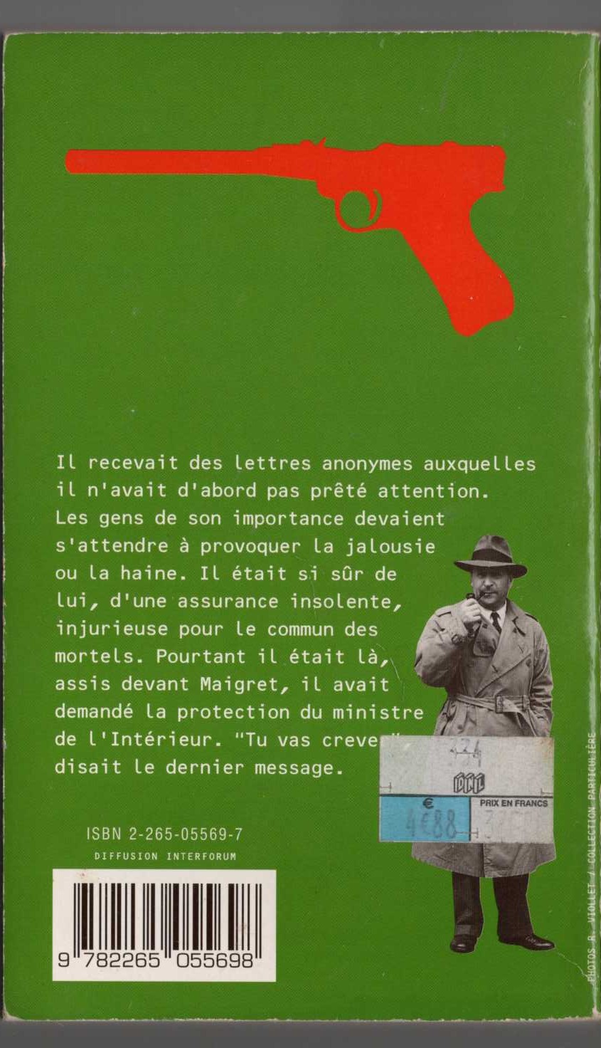 Georges Simenon  UN ECHEC DE MAIGRET magnified rear book cover image