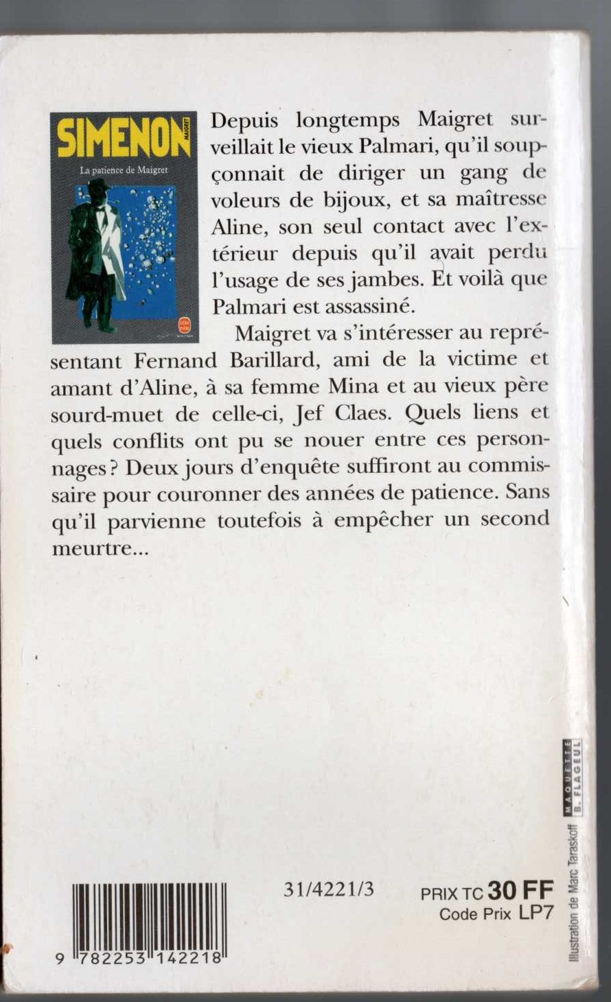 Georges Simenon  LA PATIENCE DE MAIGRET magnified rear book cover image