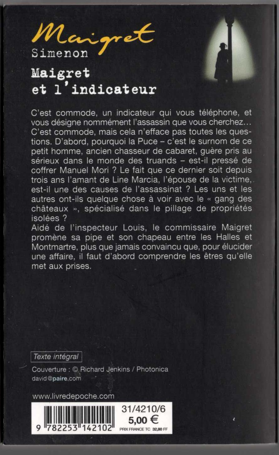 Georges Simenon  MAIGRET ET L'INDICATEUR magnified rear book cover image