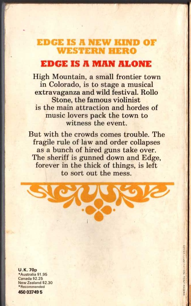 George G. Gilman  EDGE 21: RHAPSODY IN RED magnified rear book cover image