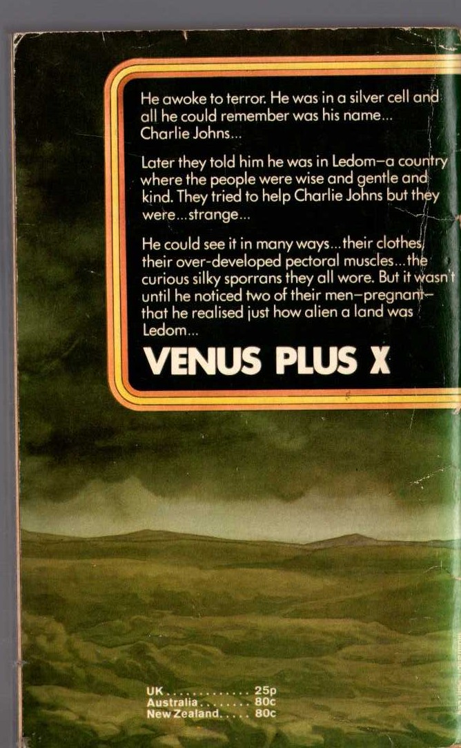 Theodore Sturgeon  VENUS PLUS X magnified rear book cover image