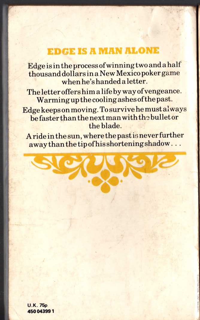 George G. Gilman  EDGE 34: A RIDE IN THE SUN magnified rear book cover image