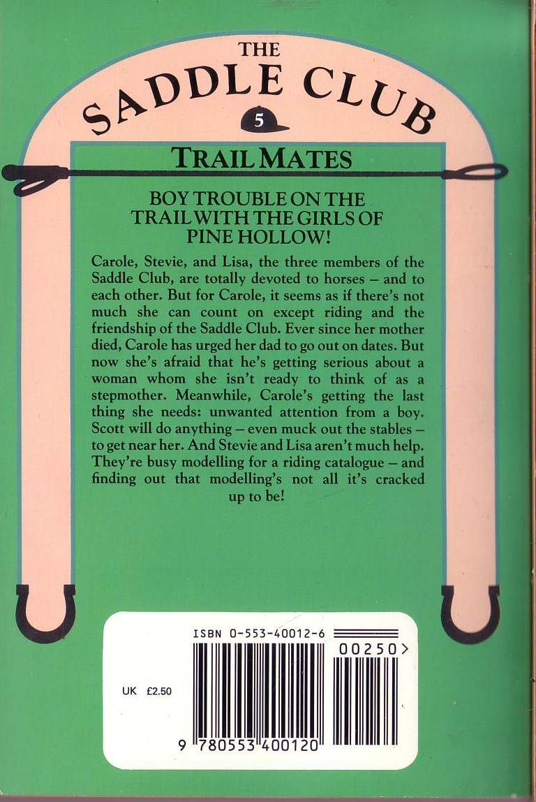 Bonnie Bryant  THE SADDLE CLUB 5: Trail Mates magnified rear book cover image