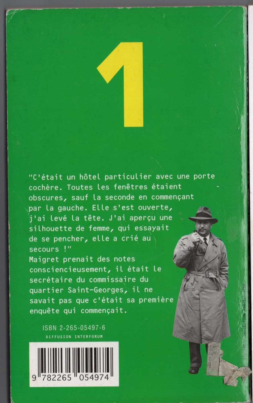 Georges Simenon  LA PREMIERE ENQUETE DE MAIGRET magnified rear book cover image