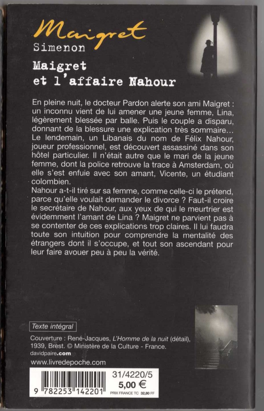 Georges Simenon  MAIGRET ET L'AFFAIRE NAHOUR magnified rear book cover image