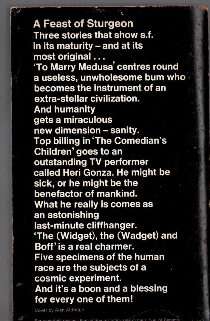 Theodore Sturgeon  THE JOYOUS INVASIONS magnified rear book cover image