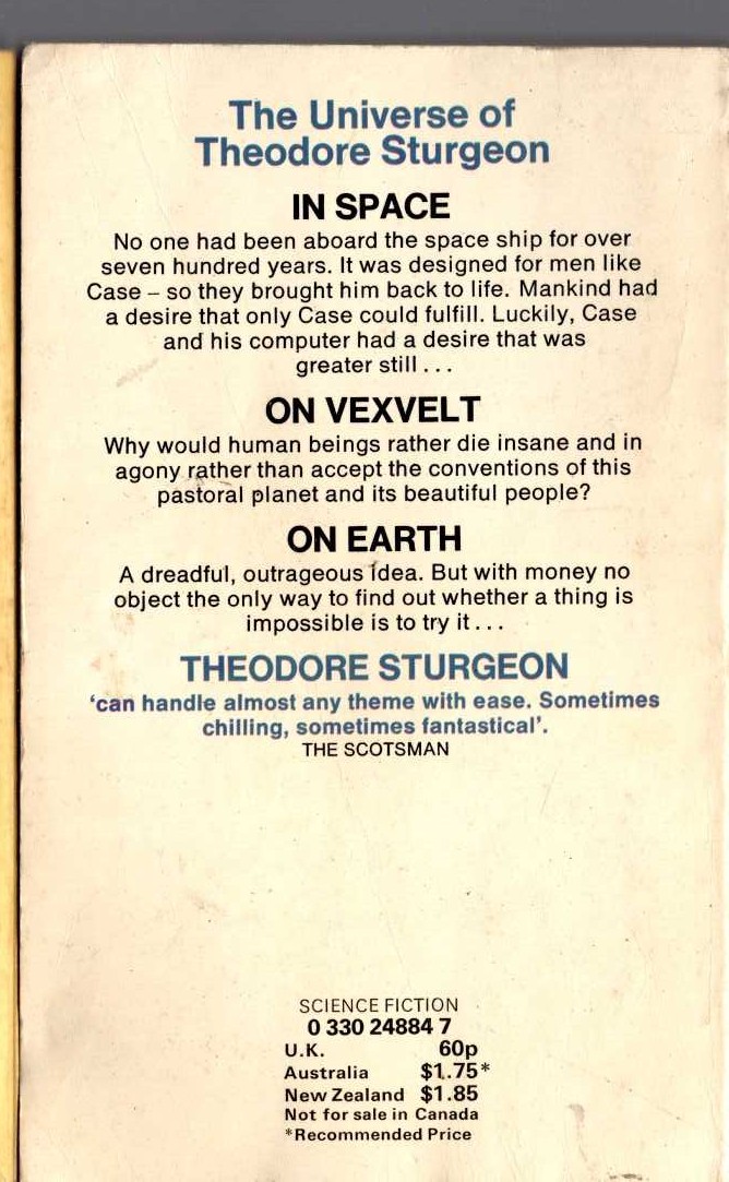 Theodore Sturgeon  CASE AND THE DREAMER magnified rear book cover image