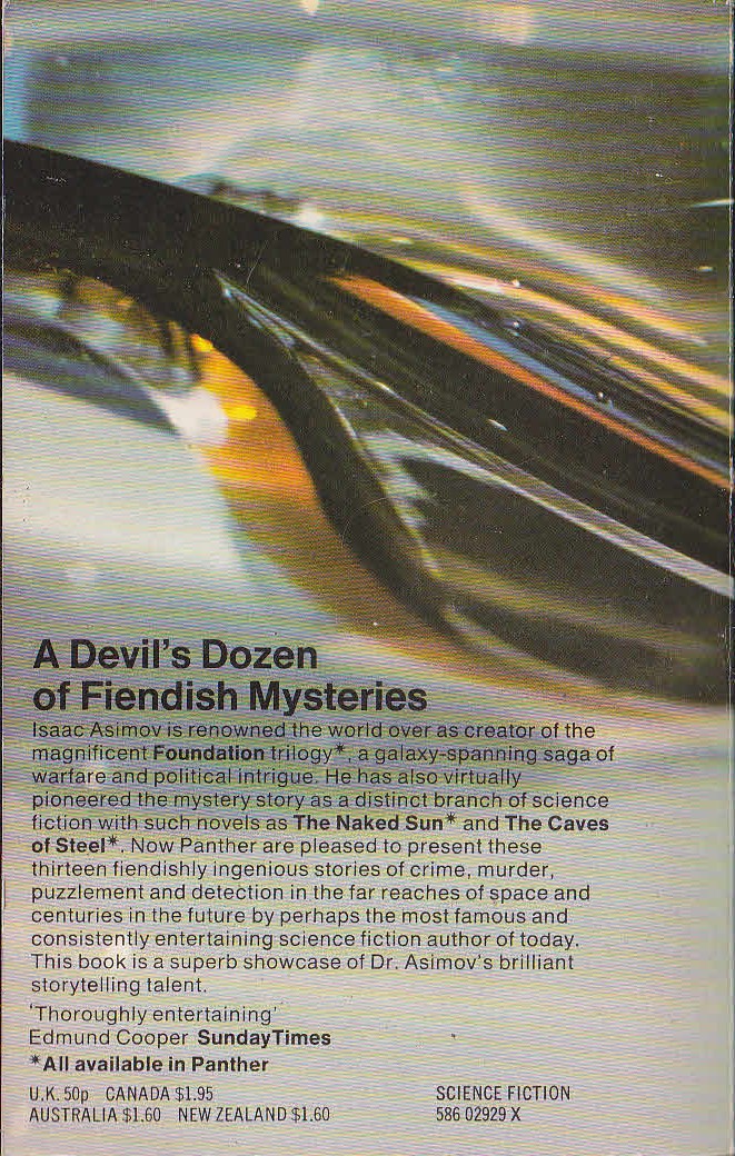 Isaac Asimov  ASIMOV'S MYSTERIES magnified rear book cover image