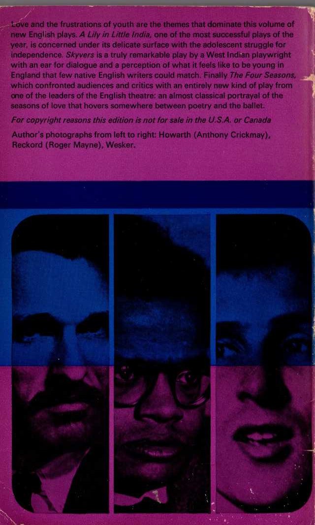 NEW ENGLISH DRAMATISTS 9: A LILY IN LITTLE INDIA/ SKYVERS/ THE FOUR SEASONS magnified rear book cover image