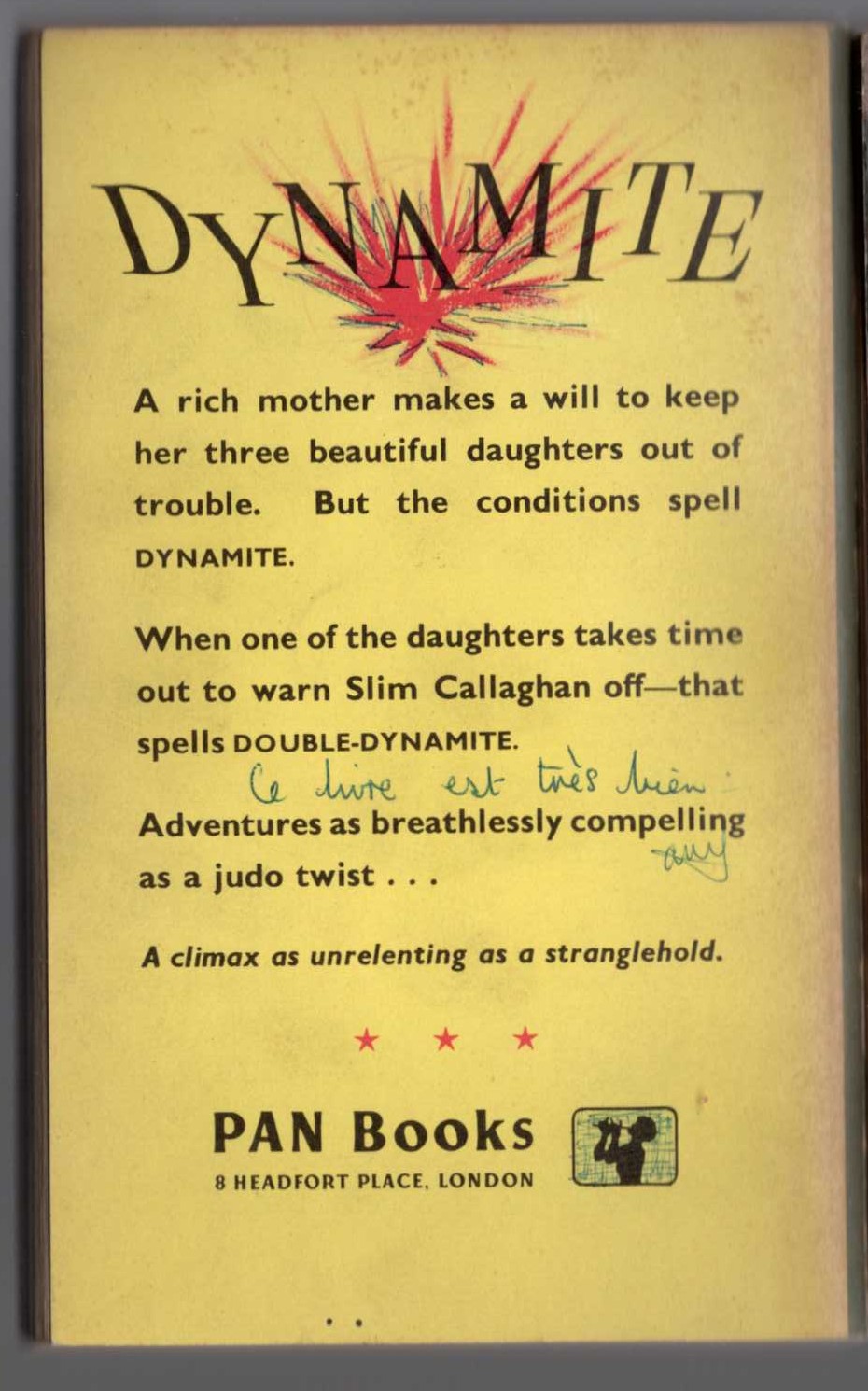 Peter Cheyney  UNEASY TERMS magnified rear book cover image