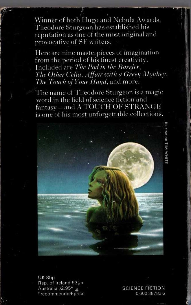 Theodore Sturgeon  A TOUCH OF STRANGE magnified rear book cover image