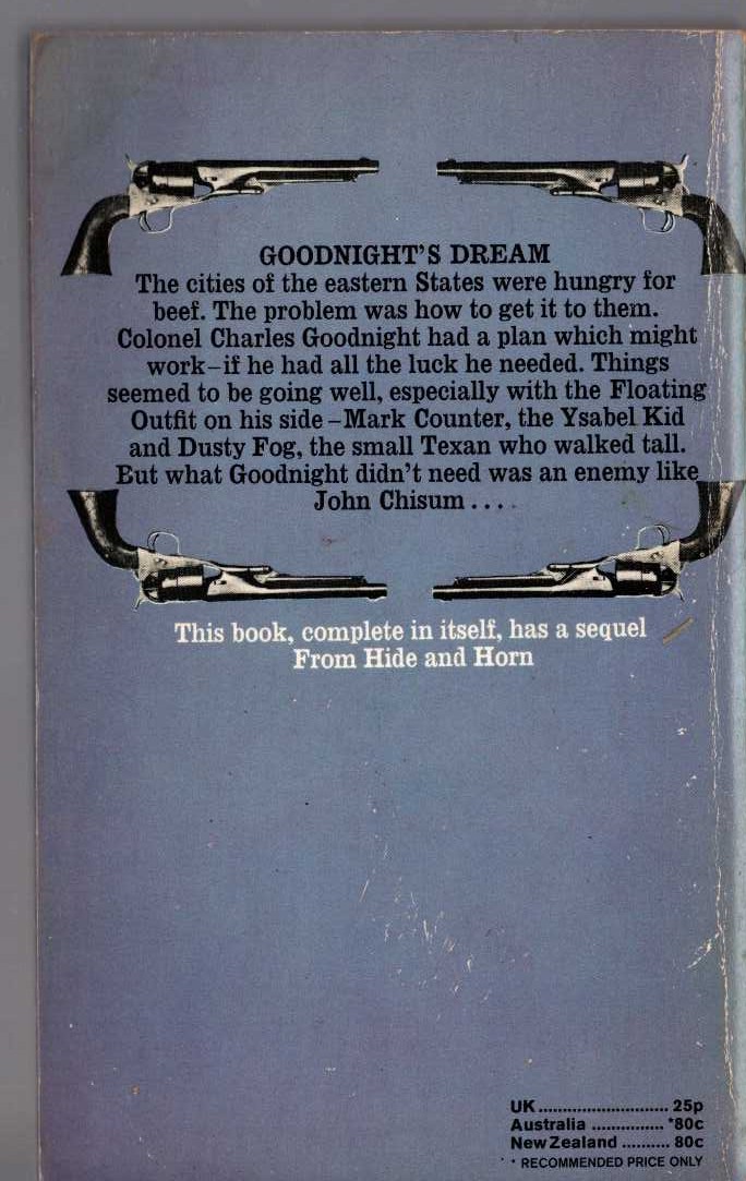 J.T. Edson  GOODNIGHT'S DREAM magnified rear book cover image