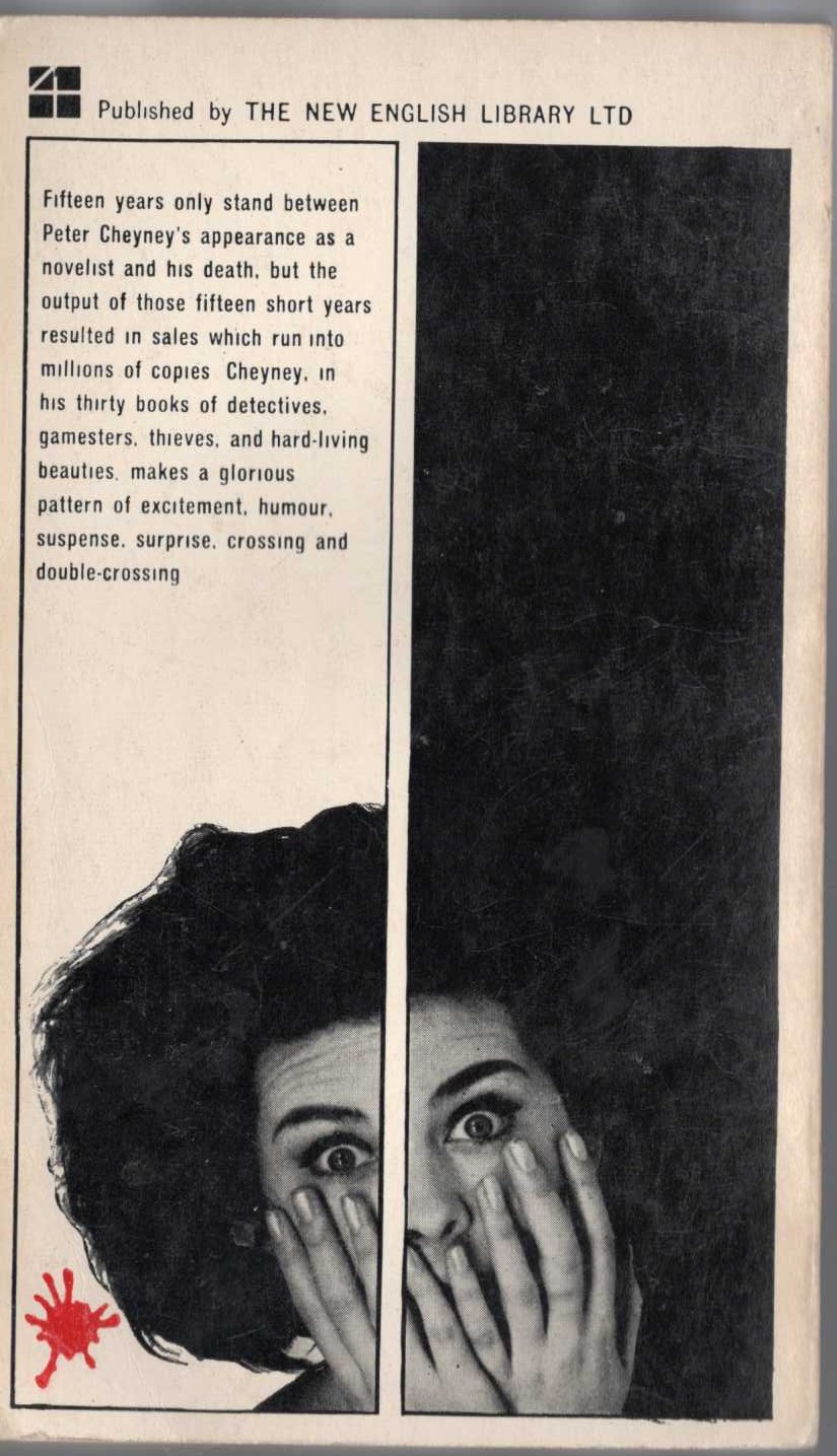 Peter Cheyney  HE WALKED IN HER SLEEP magnified rear book cover image
