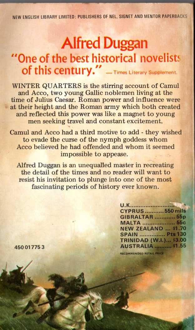 Alfred Duggan  WINTER QUARTERS magnified rear book cover image