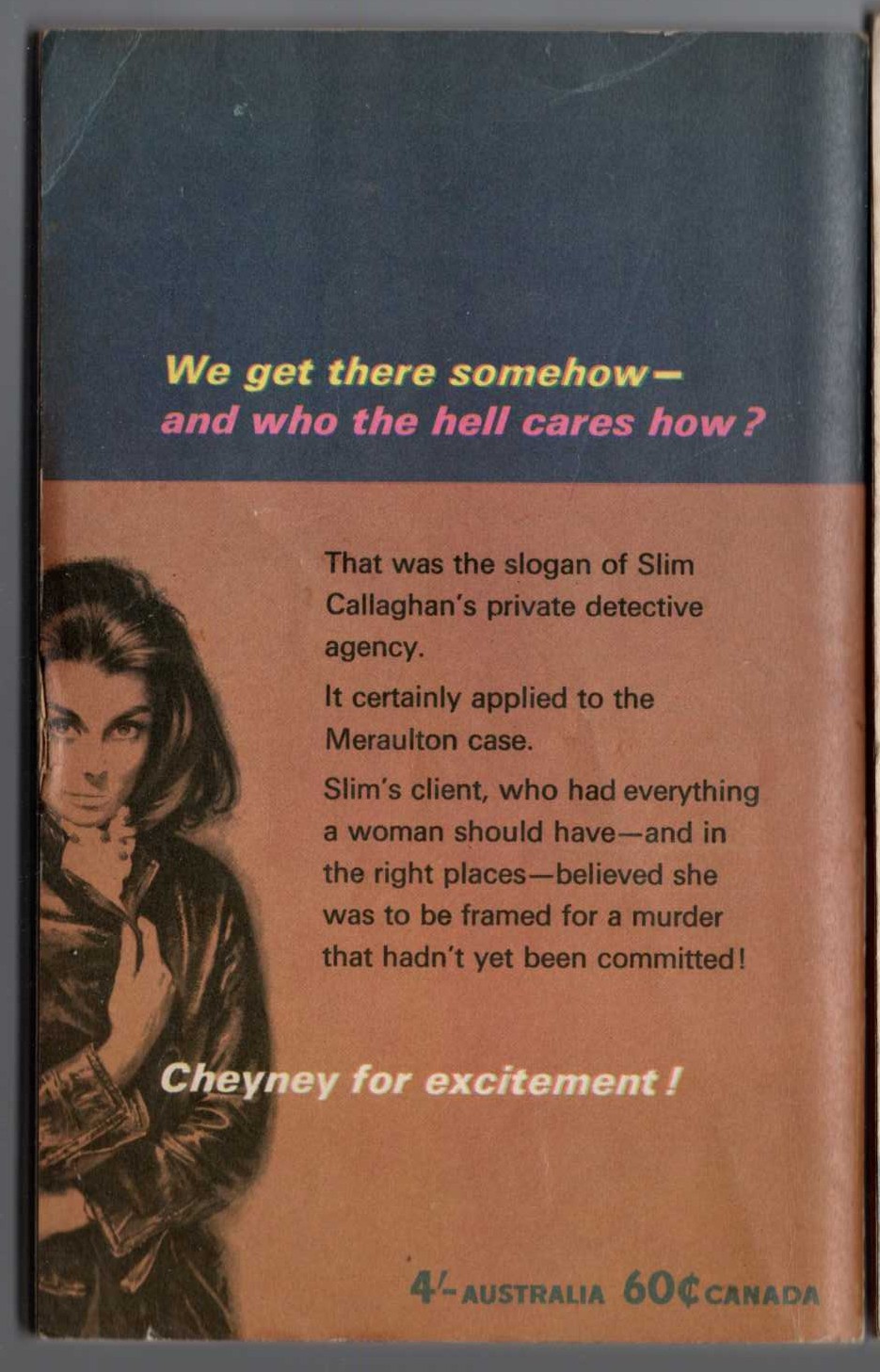 Peter Cheyney  THE URGENT HANGMAN magnified rear book cover image