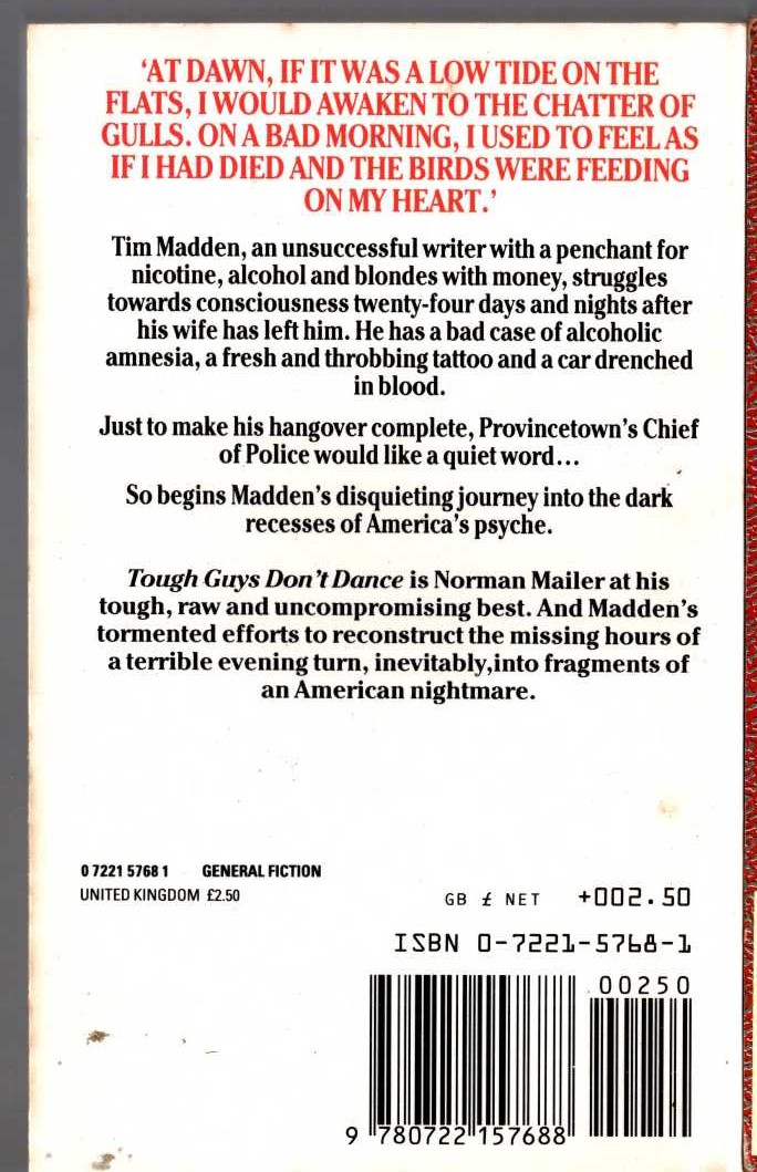 Norman Mailer  TOUGH GUYS DON'T DANCE magnified rear book cover image