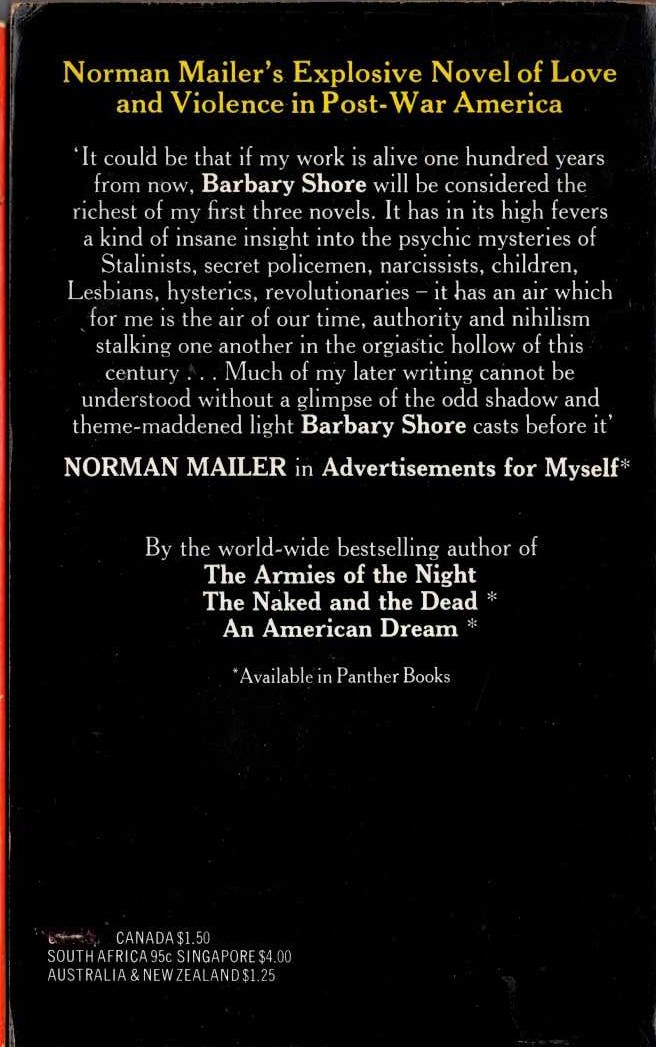 Norman Mailer  BARBARY SHORE magnified rear book cover image