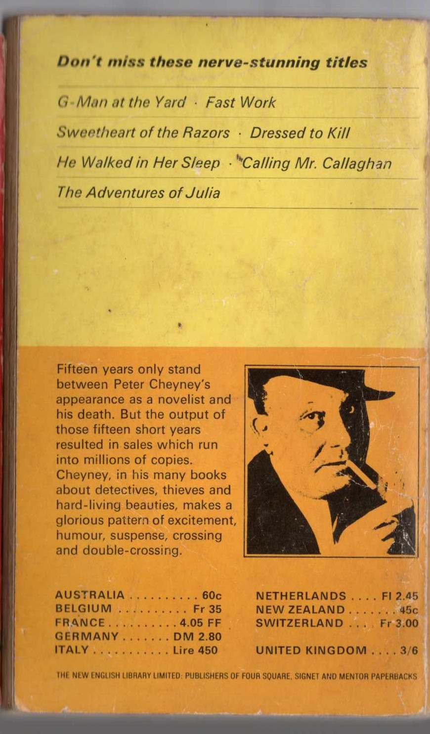 Peter Cheyney  CALLING MR. CALLAGHAN magnified rear book cover image