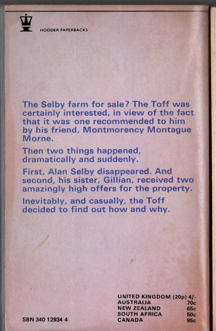 John Creasey  THE TOFF ON THE FARM magnified rear book cover image