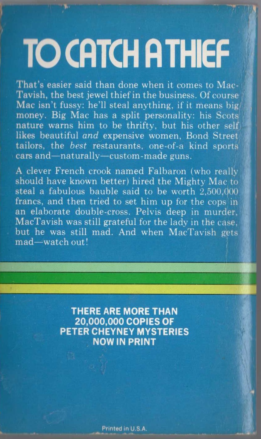 Peter Cheyney  MacTAVISH magnified rear book cover image