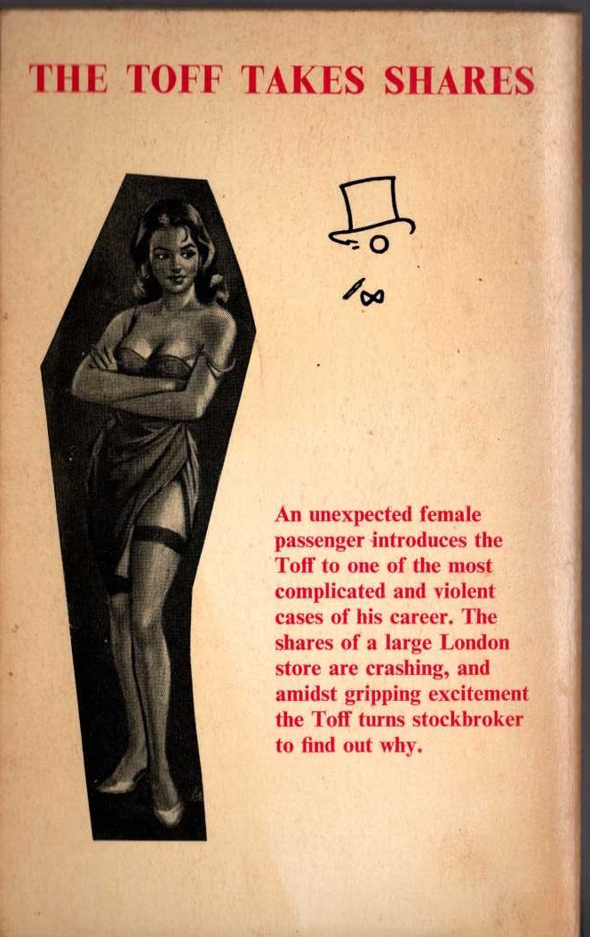 John Creasey  THE TOFF TAKES SHARES magnified rear book cover image