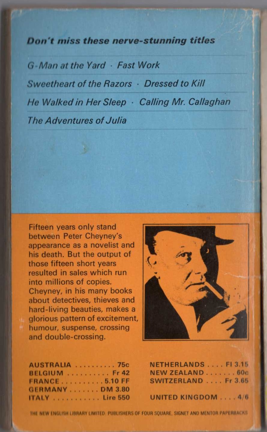 Peter Cheyney  THE ADVENTURES OF JULIA magnified rear book cover image
