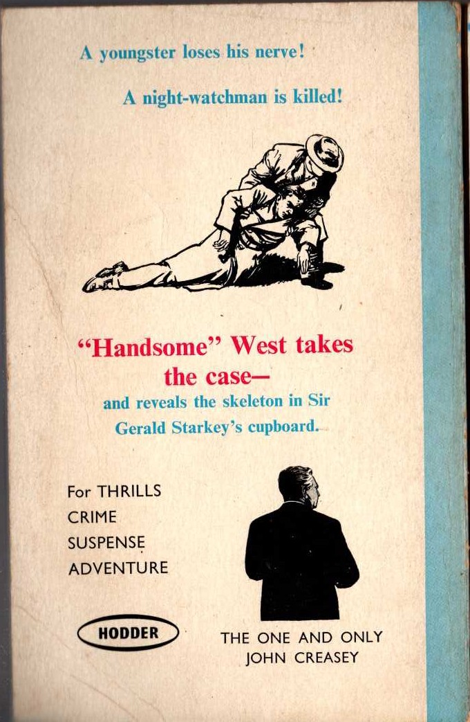 John Creasey  INSPECTOR WEST MAKES HASTE magnified rear book cover image