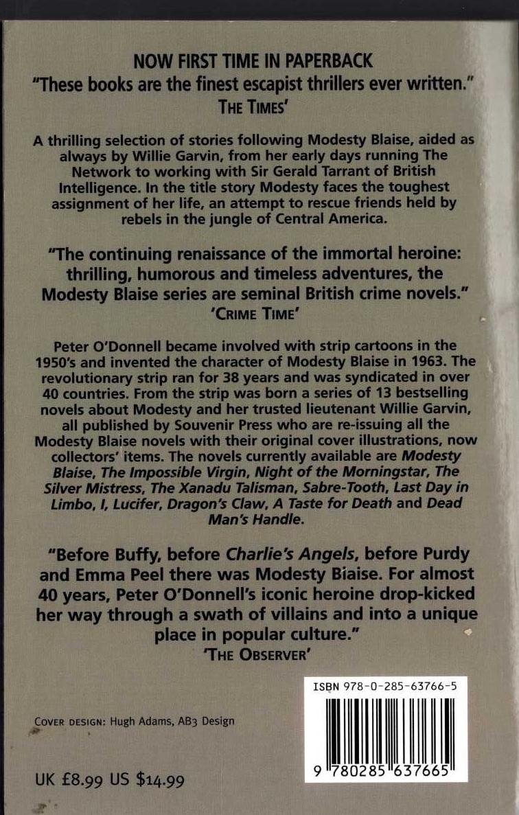 Peter O'Donnell  COBRA TRAP magnified rear book cover image