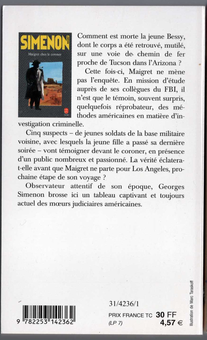 Georges Simenon  MAIGRET CHEZ LE CORONER magnified rear book cover image