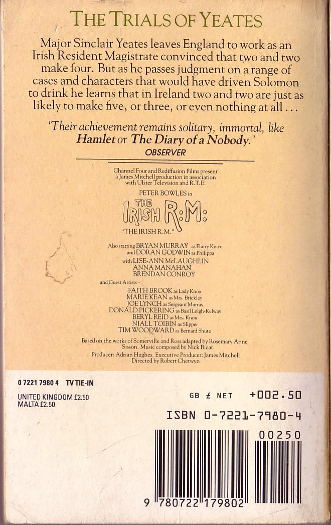 THE IRISH R.M. (C4 - Bryan Murray) magnified rear book cover image